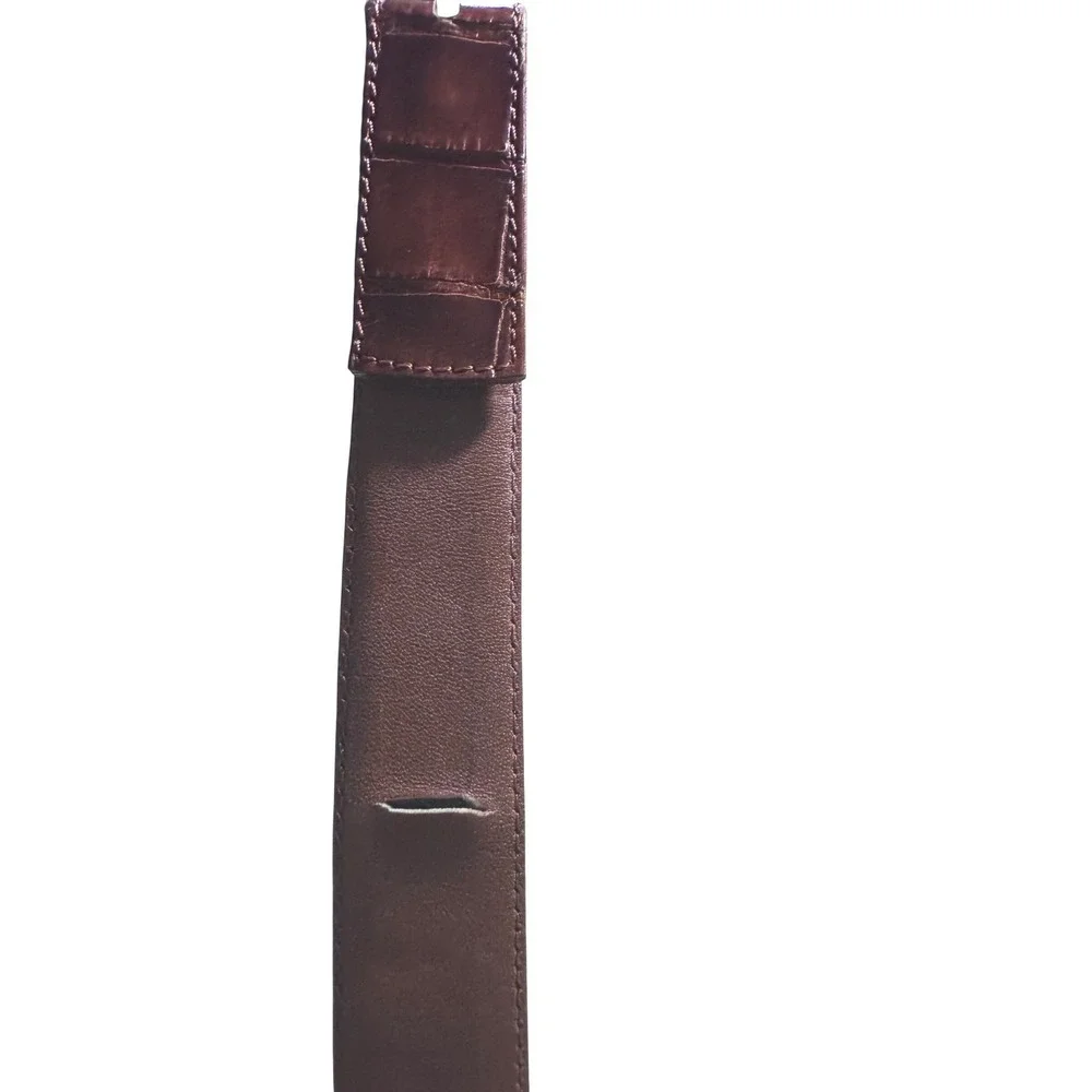 Loveless Genuine Alligator Leather Belt Strap Cognac Sz 32 Exotic Skin No Buckle
